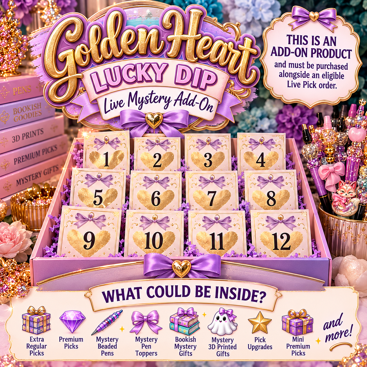 💜 Golden Heart Lucky Dip – LIVE Pick Mystery Add-On | Choose Your Number